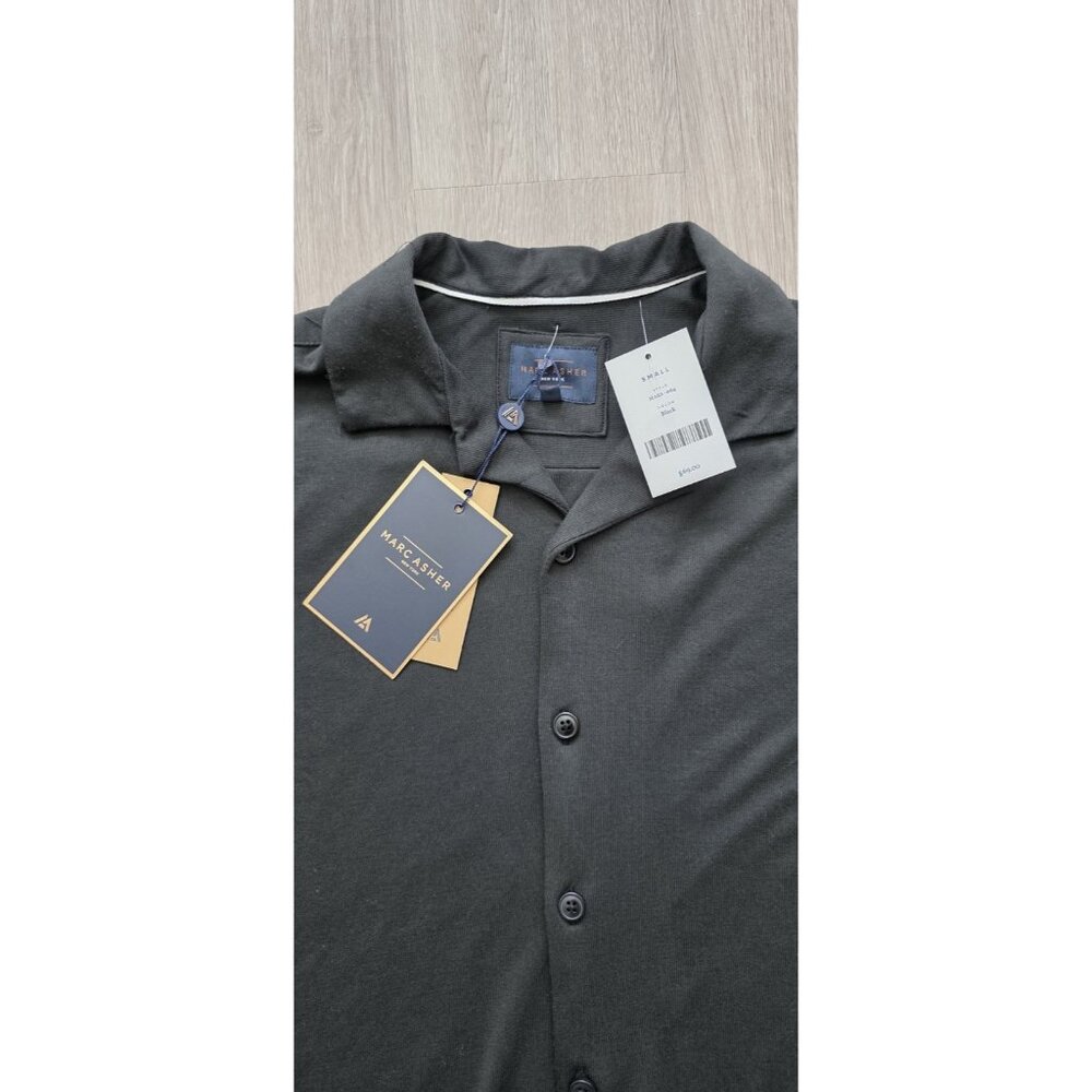 Marc Asher Polo Shirt Small Black Modal Blend Button Front NWT - Picture 4 of 10